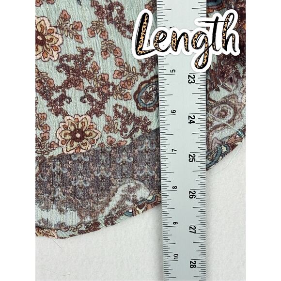 Willow Root Blouse Women s Size L Multi Floral Long Sleeve Tie Detail - Picture 9 of 15